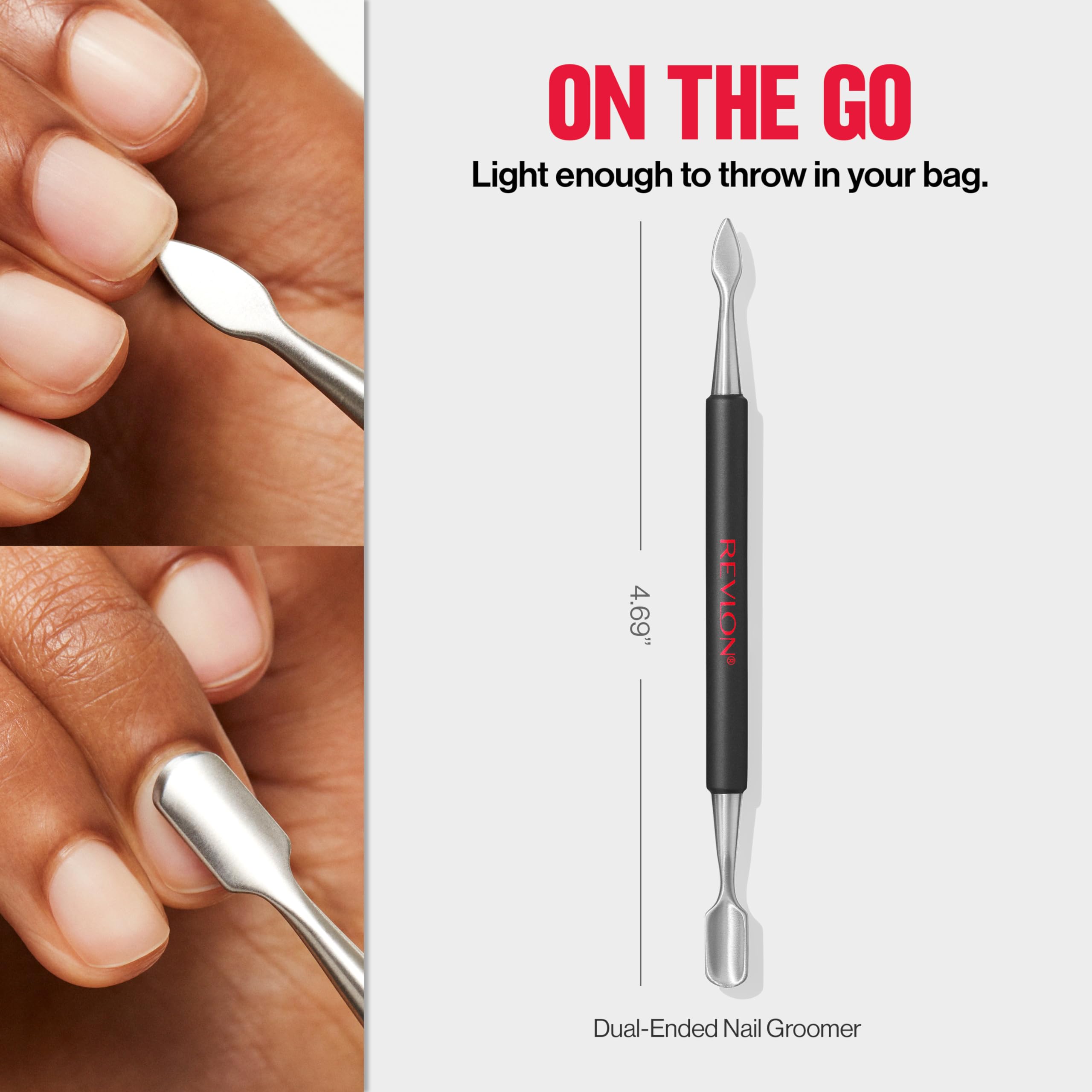 Diseño ergonómico para un agarre cómodo durante la manicura en casa.