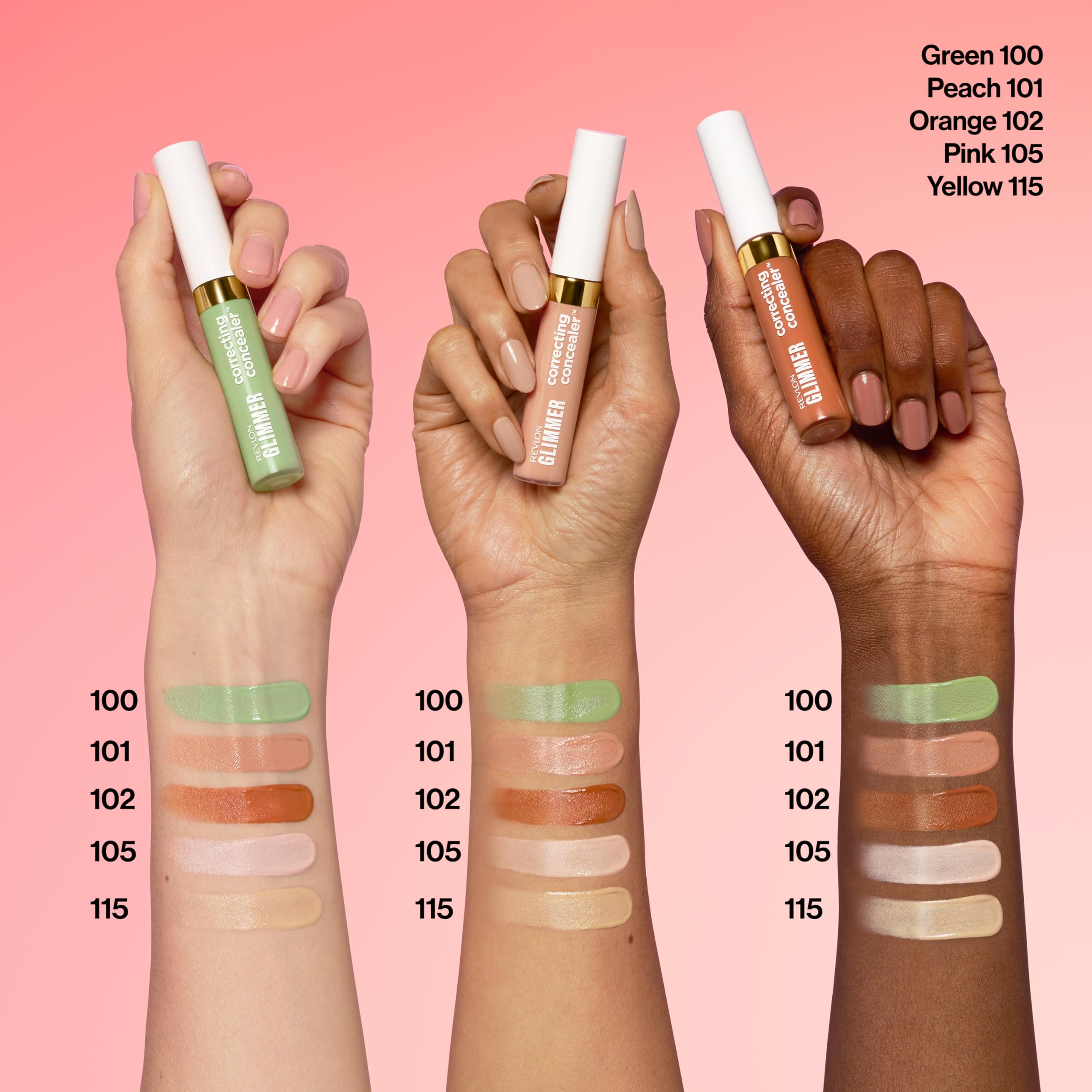 Revlon Glimmer Corrector tono naranja neutralizando sombras oscuras.