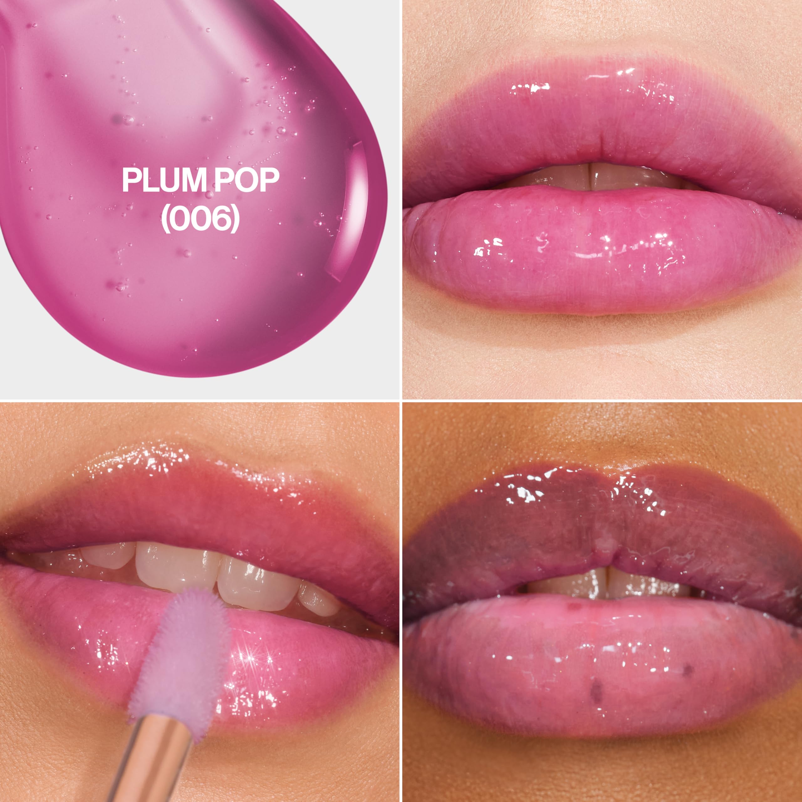 Aplicador grande de REVLON Glimmer Lip Oil para una aplicación precisa.