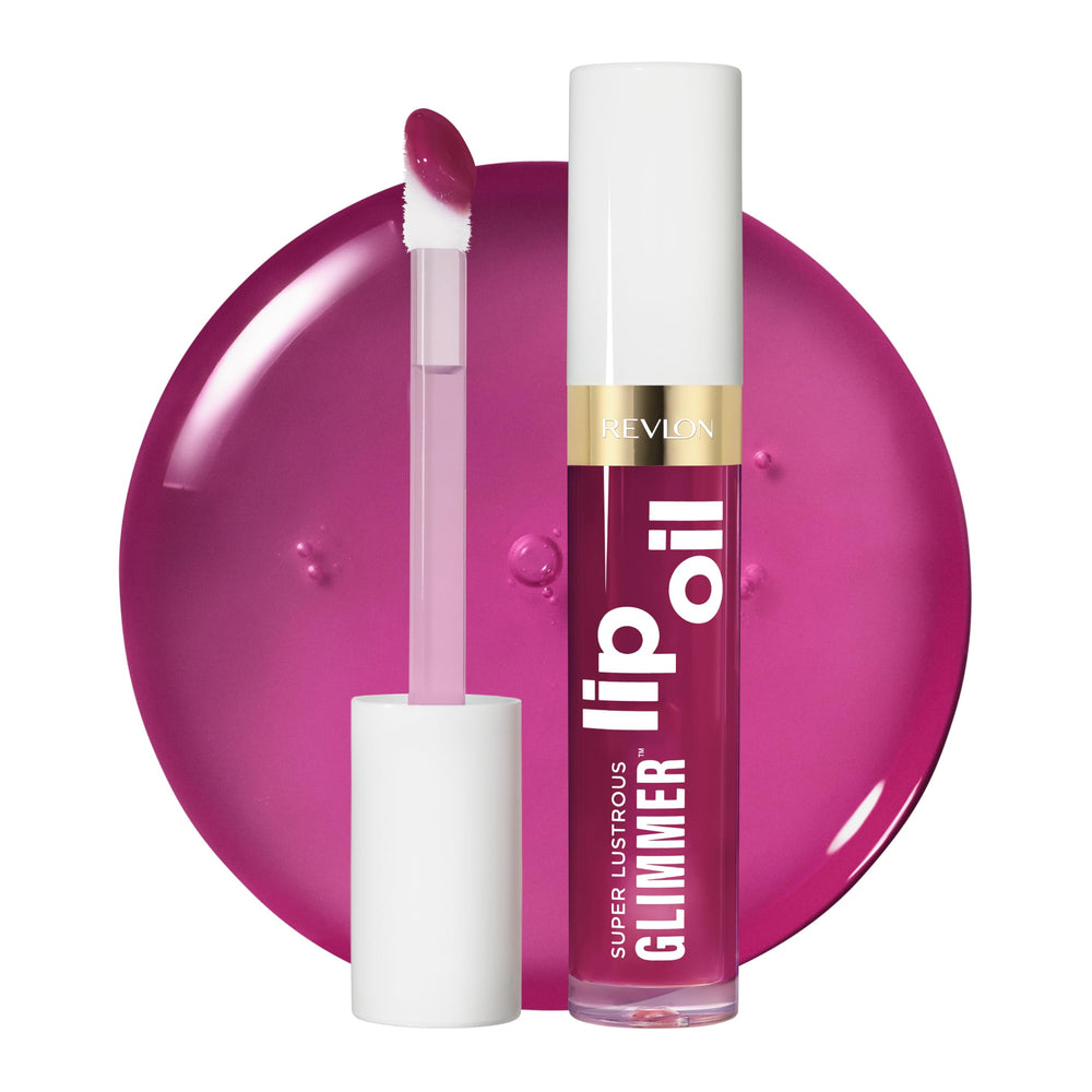 REVLON Glimmer Lip Oil, botella elegante, brillo hidratante para labios.