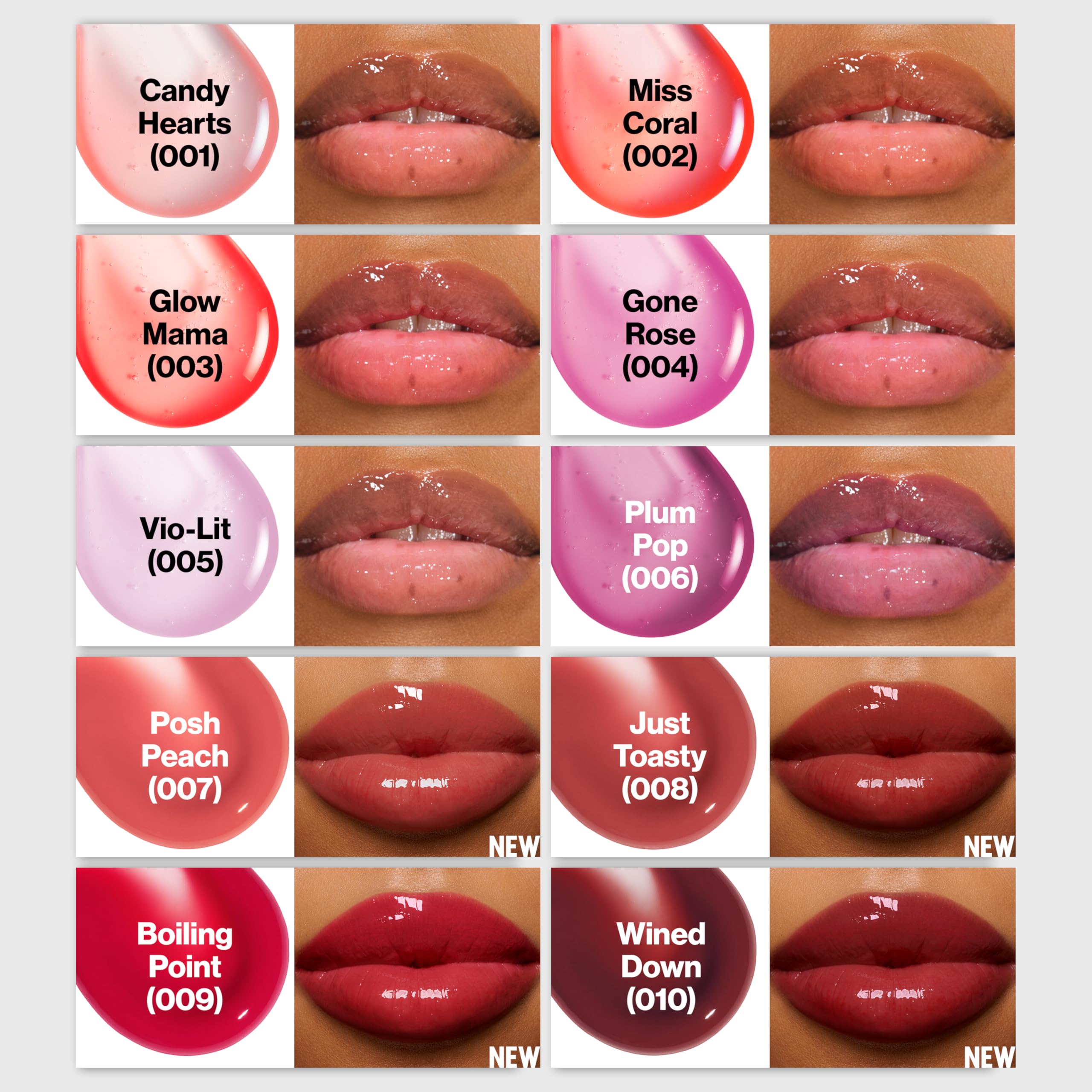 Efecto alisado y ligero volumen con REVLON Glimmer Lip Oil.