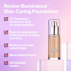Revlon Illuminance, aplicación de maquillaje, cobertura media para tono natural.