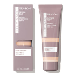 REVLON Illuminance Serum Tint: botella, acabado satinado y cobertura suave.