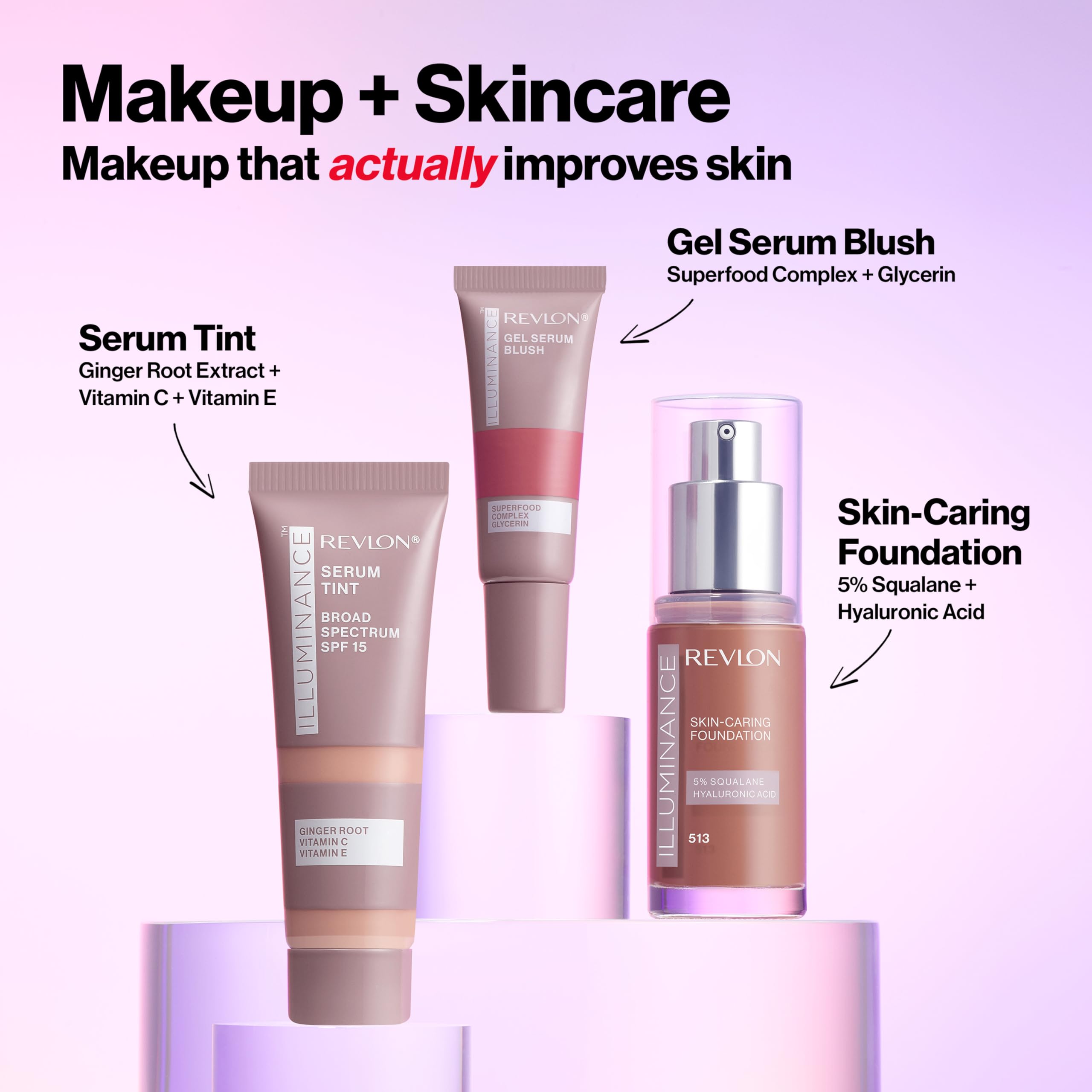 Revlon Illuminance Serum Tint, cobertura ligera apilable para un look natural.