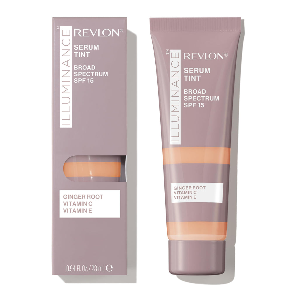 Revlon Illuminance Serum Tint en frasco, cobertura ligera para un acabado natural.