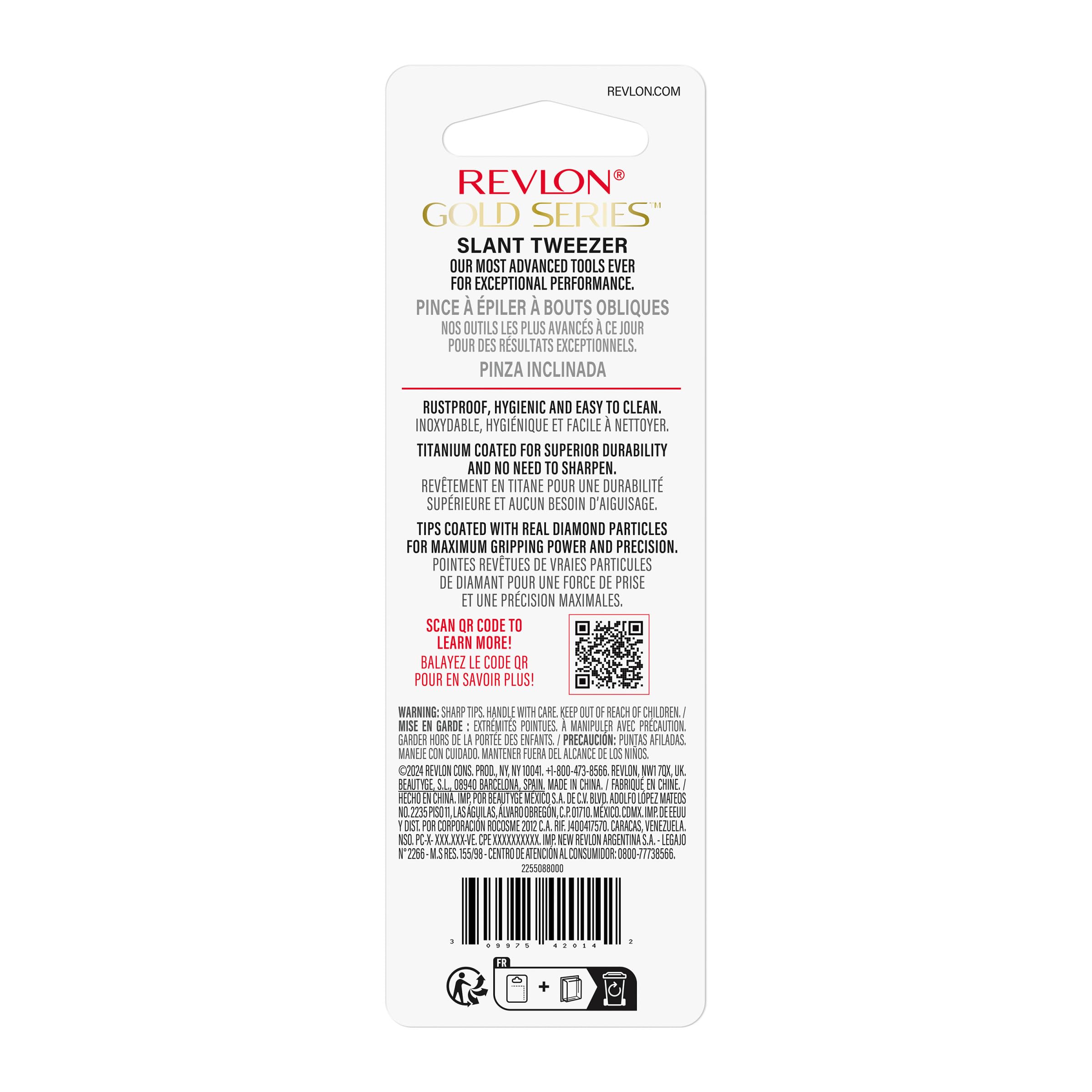 Pinzas Revlon Gold Series, diseño duradero para uso diario.