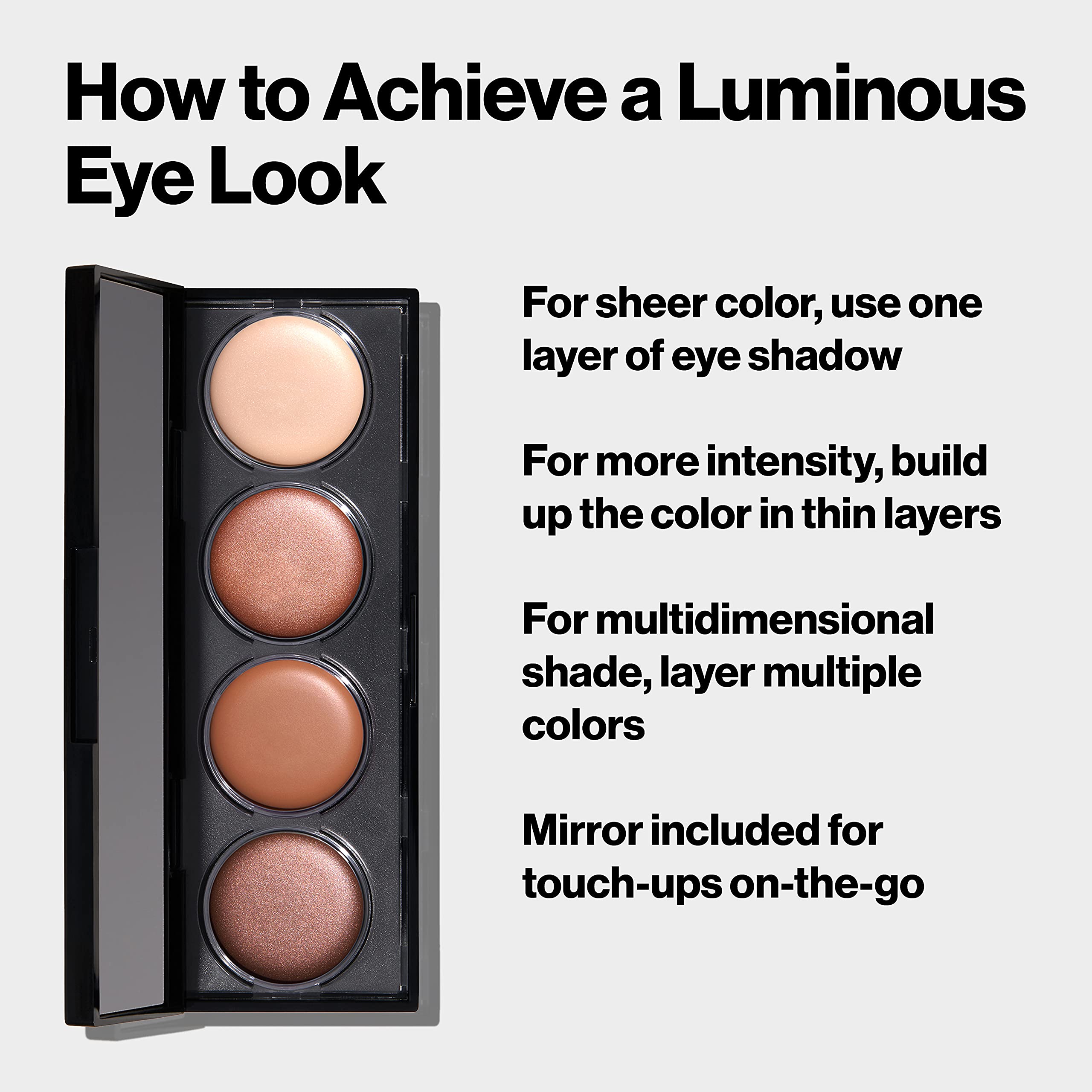 Paleta sombras crema Revlon para uso diario con combinaciones coordinadas.