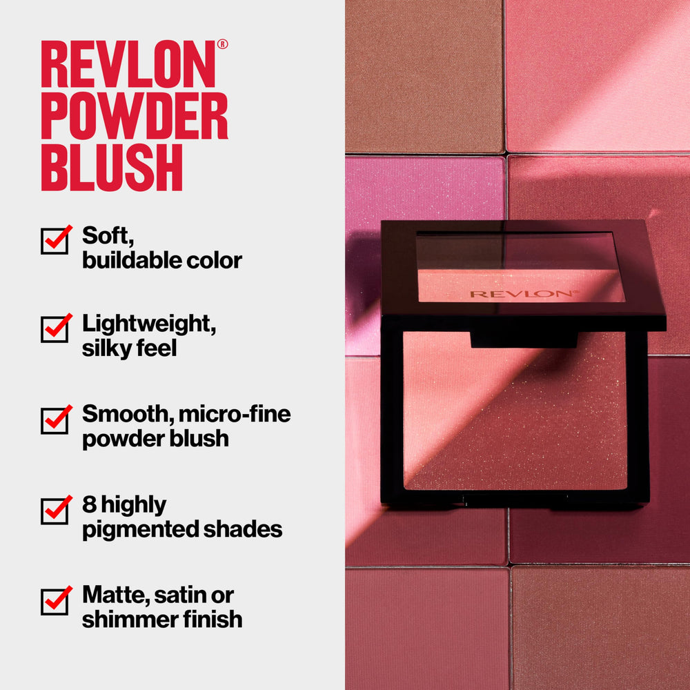 Revlon Rubor en Polvo 020 Rosa Deslumbrante, tono que añade dimensión y viveza