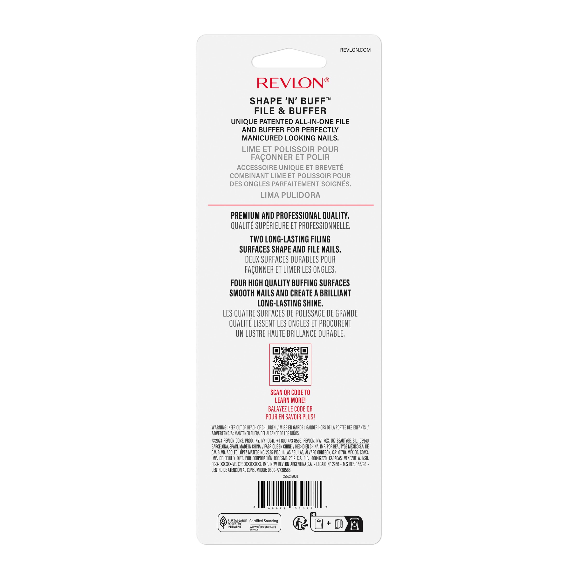 REVLON Shape 'N' Buff superficie de pulido para brillo duradero.