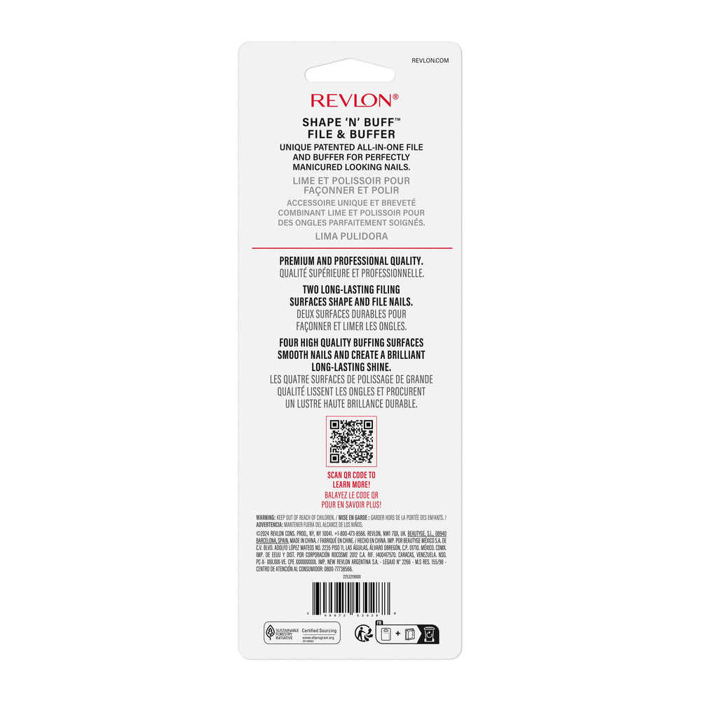 REVLON Shape 'N' Buff superficie de pulido para brillo duradero.