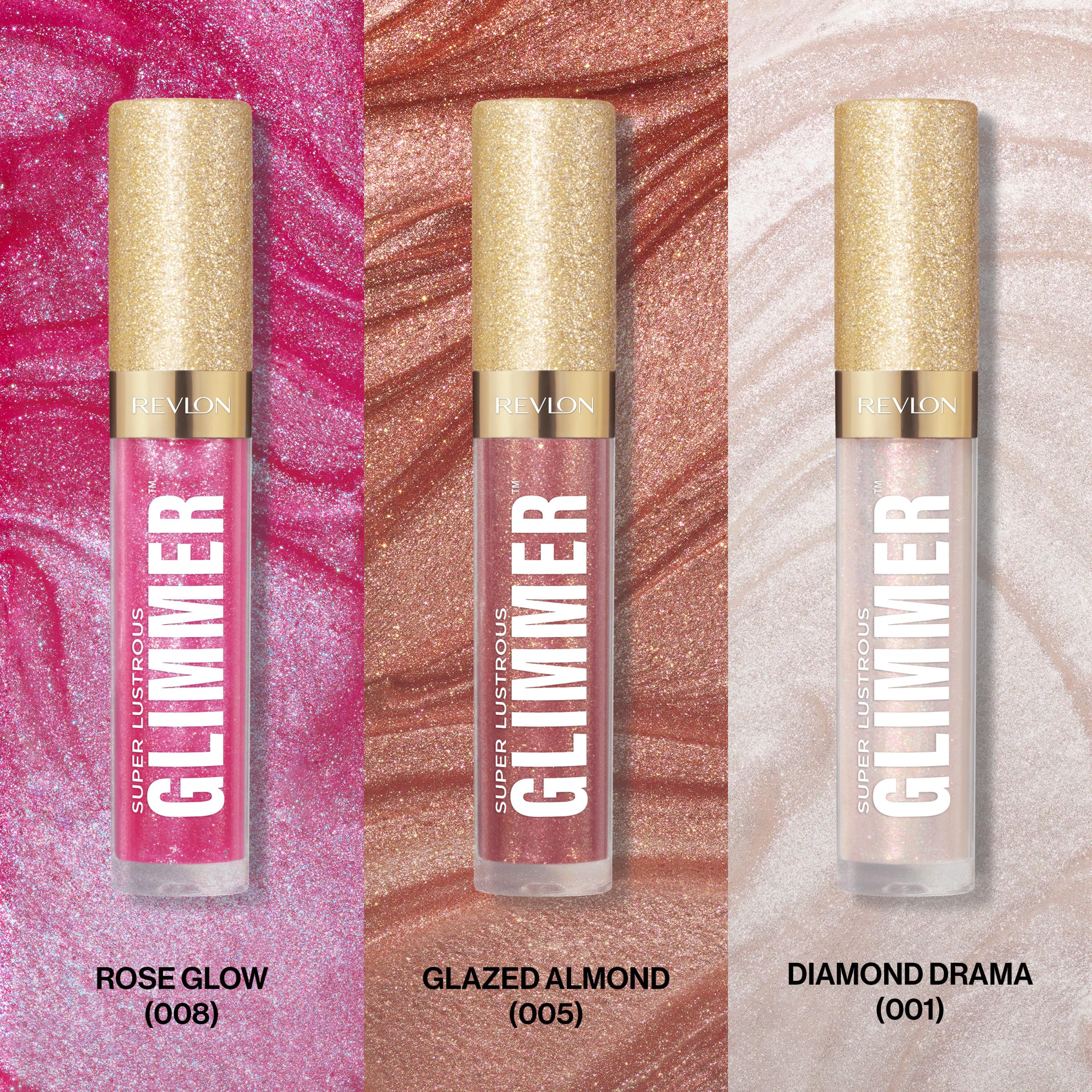 Revlon Glimmer Gloss Gift Set Glazed Almond swatch with coppery pink glow