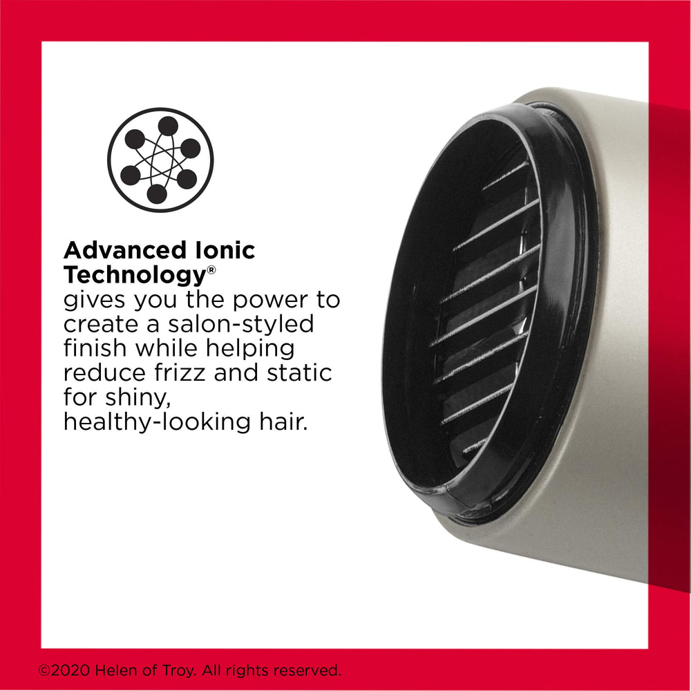 REVLON Turbo tecnología ionica en primer plano reduce frizz y estática