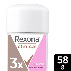 Front packaging of Rexona Clinical Deodorant showing the 58g cream-stick.