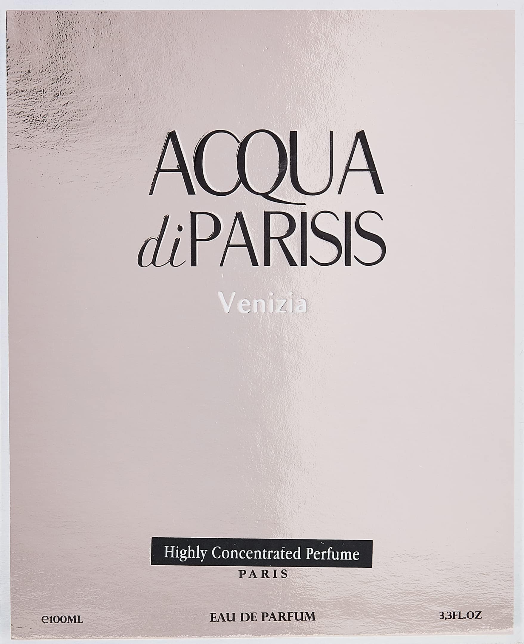 Reyane Tradition Acqua Di Parisis Venizia, etiqueta clara que identifica notas aromáticas.