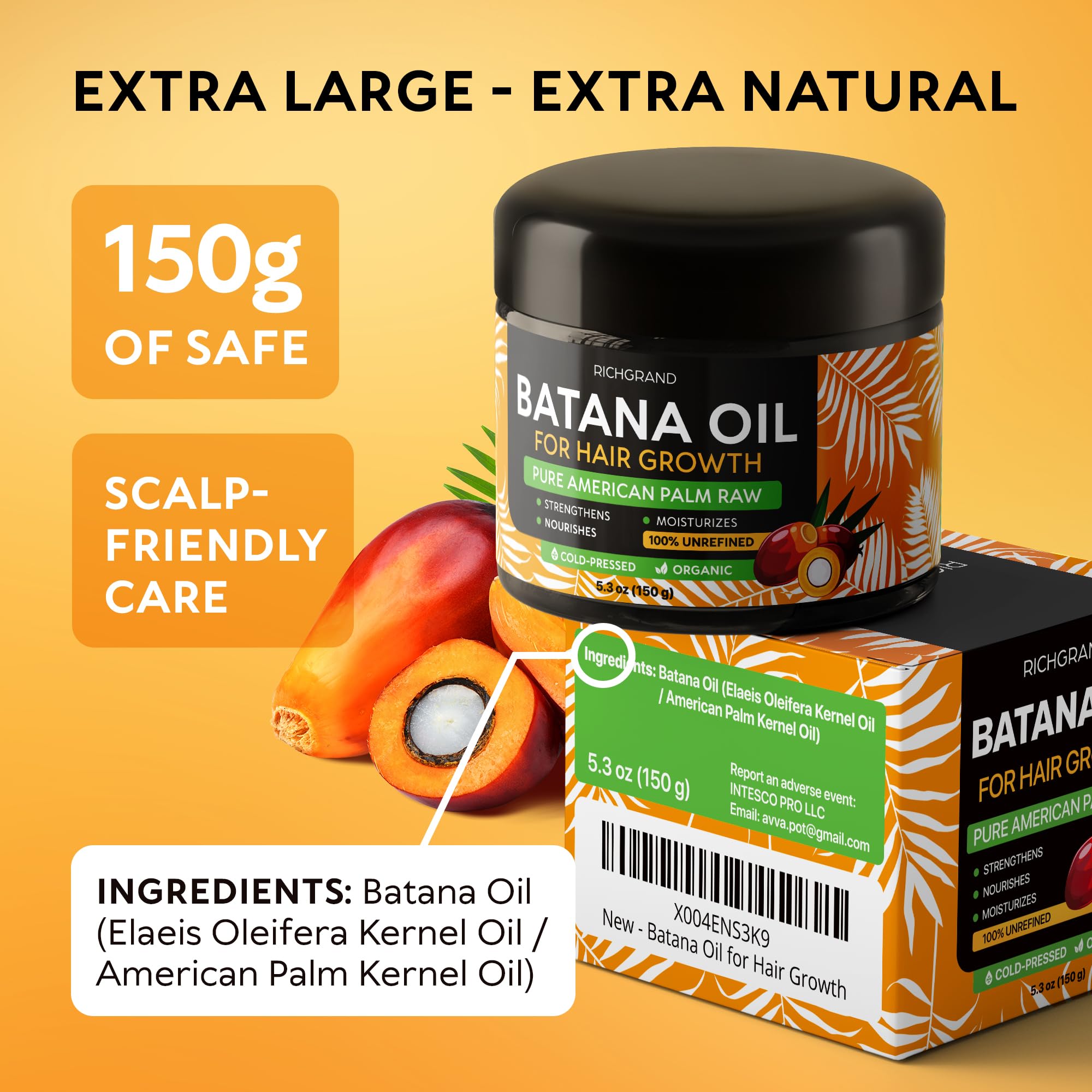 RICHGRAND Aceite de Batana experiencia sensorial con aroma tostado natural.