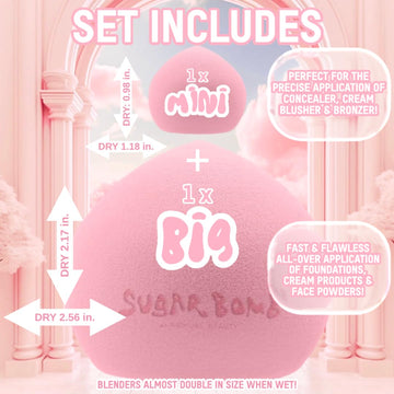 Richual Beauty Sugar Bomb Blender doble tamaño al humedecerse.