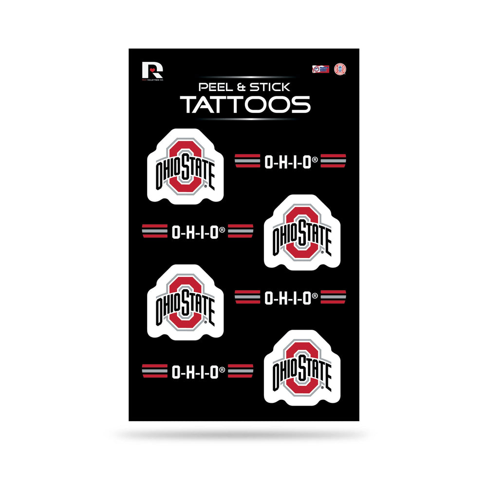 Rico Industries Buckeyes tatuajes para la cara con diseño oficial para juego