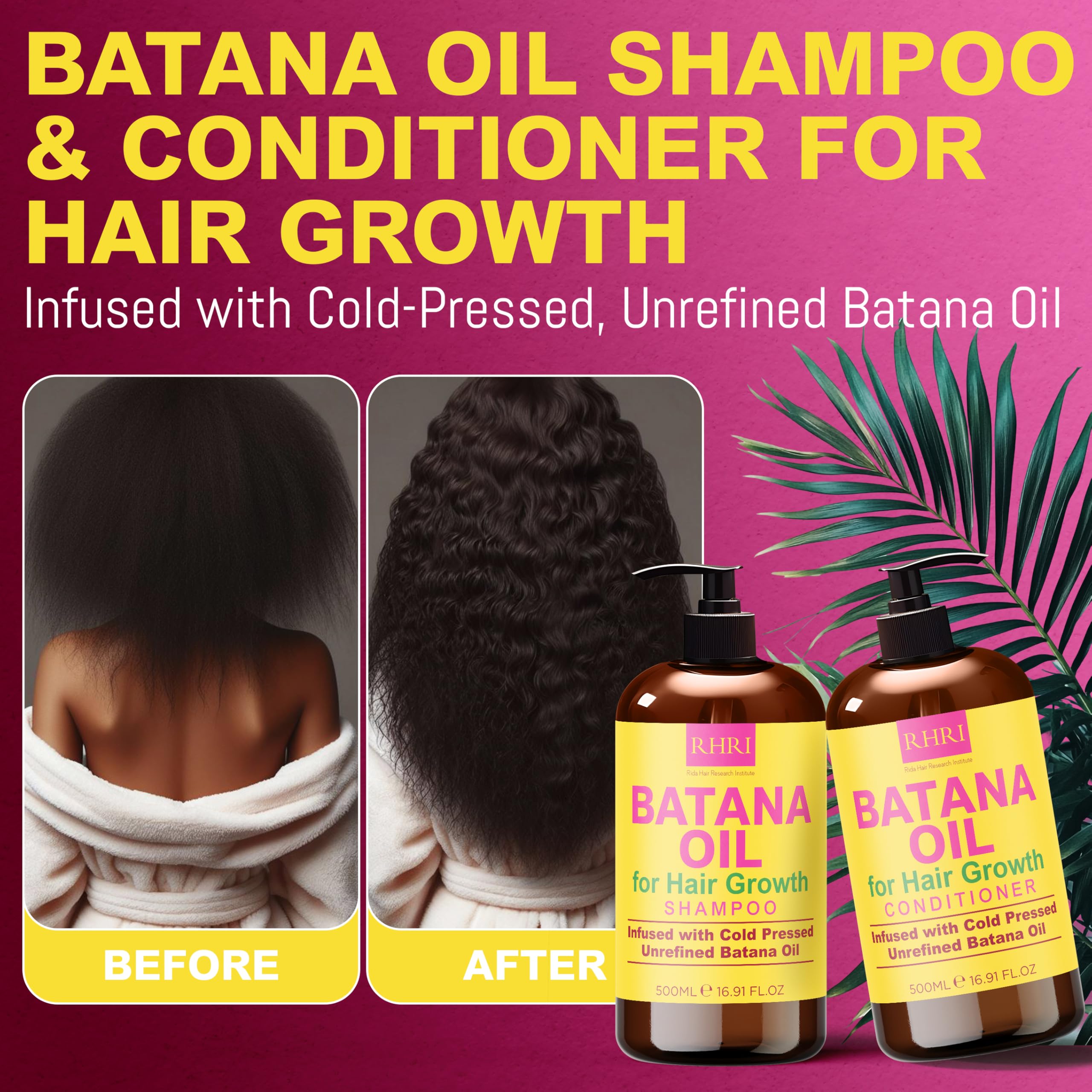 Cheveux visiblement plus épais grâce au duo Batana de Rida