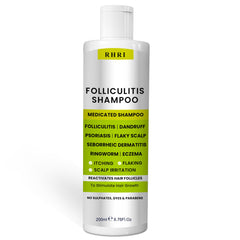 Rida Hair Research Institute anti-fungal shampoo bottle shown for scalp care and comfort.