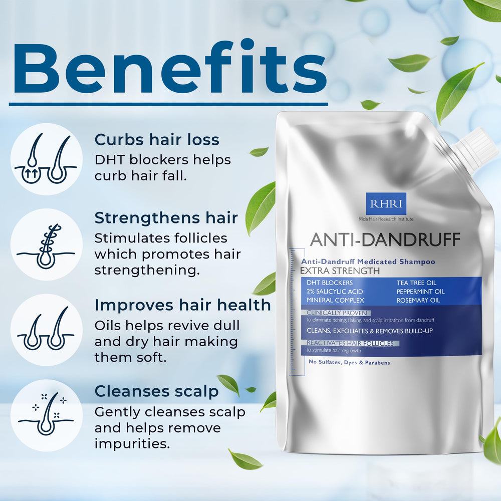 Rida Hair Research Institute cabello mojado cubierto de champú anticaspa
