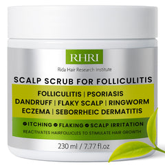 Rida Hair Research Institute, botella frontal para un cuero cabelludo limpio y fresco.