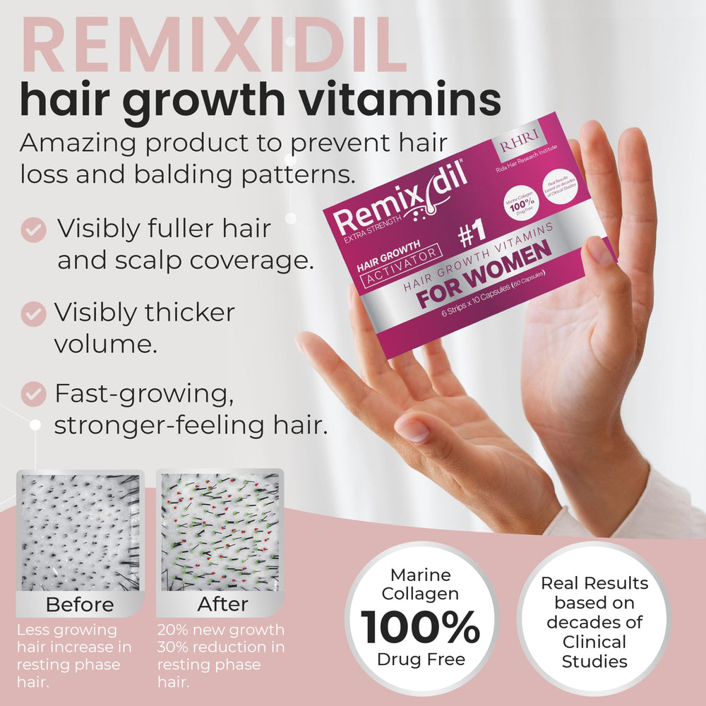 Rida Hair Research Institute – capsules nutritionnelles, renforcent chaque brin et réduisent la casse.