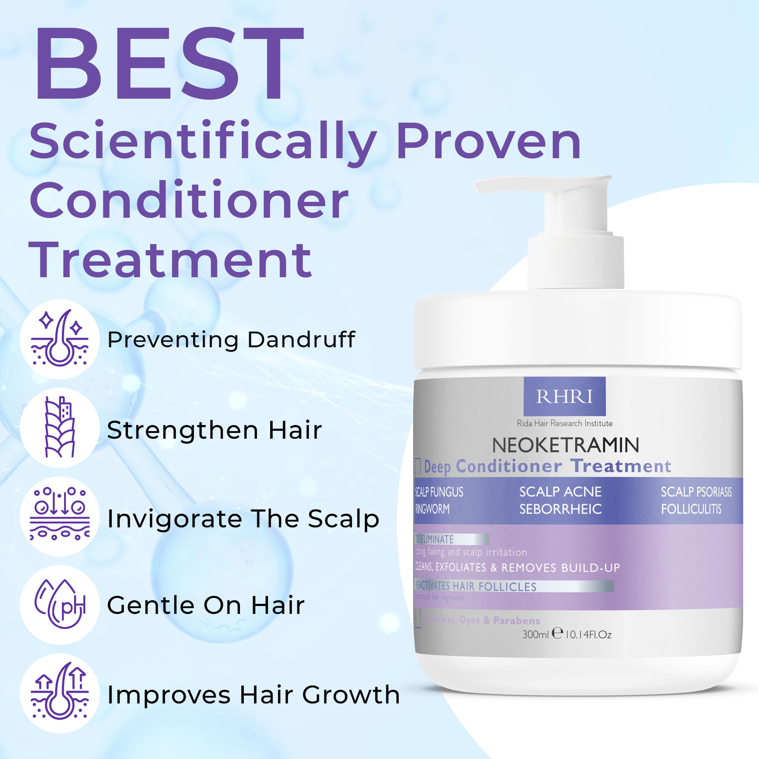 Rida Hair Research Institute scalp care deep conditioner application on scalp and hair.