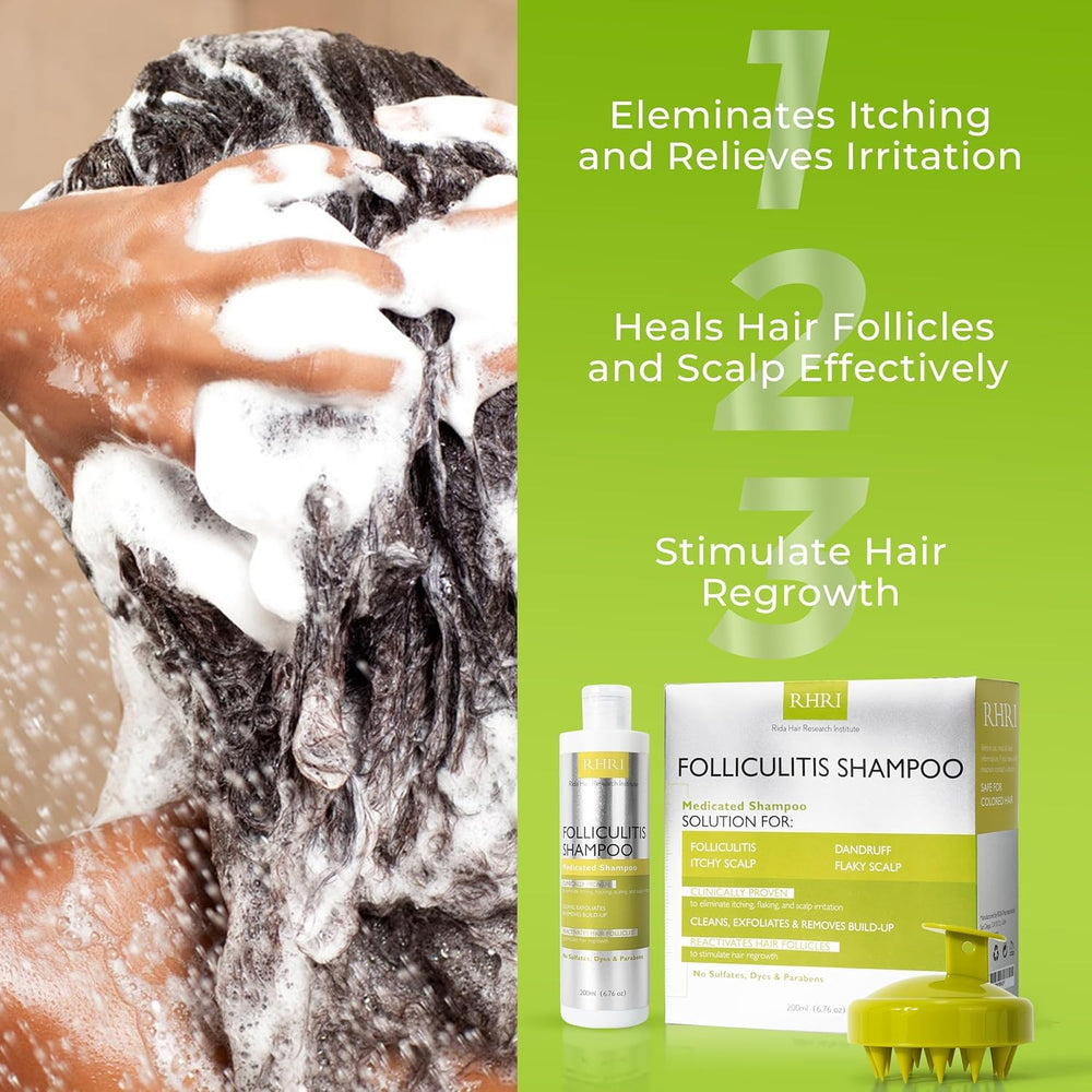 Textura cremosa de Rida Hair Foliculitis Shampoo, experiencia de lavado agradable.
