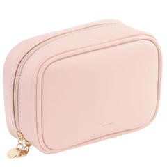 RIGHT AWAY bolso maquillaje pequeño rosa, frontal, ideal para llevar en el bolso diario.