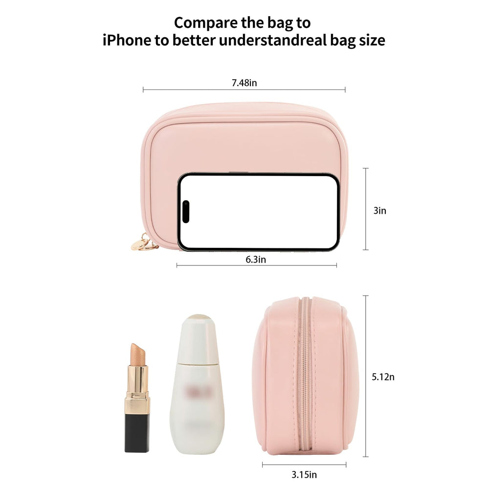 RIGHT AWAY bolso maquillaje rosa, material piel sintética impermeable, fácil de limpiar.