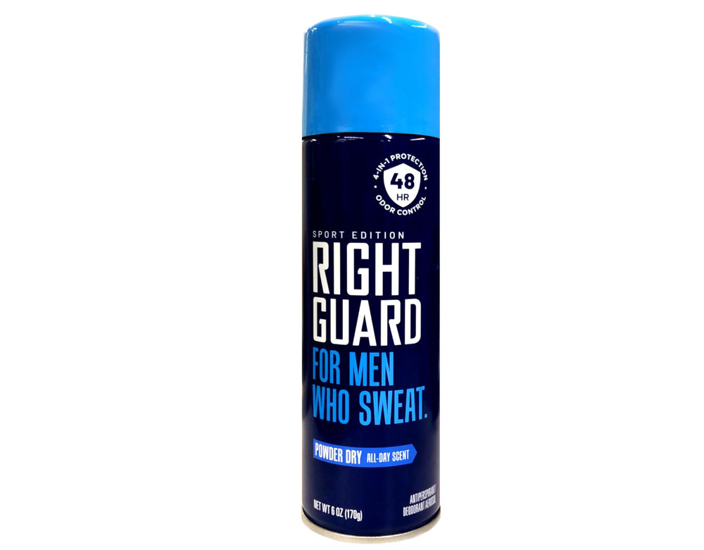Right Guard Aérosol Sport Poudre Sec, application rapide pour rester frais toute la journée.