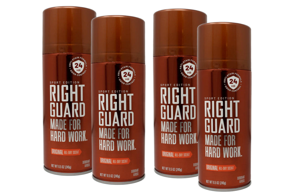 Right Guard Déodorant Spray Original, bouteille prête à l’emploi et fraîcheur durable.