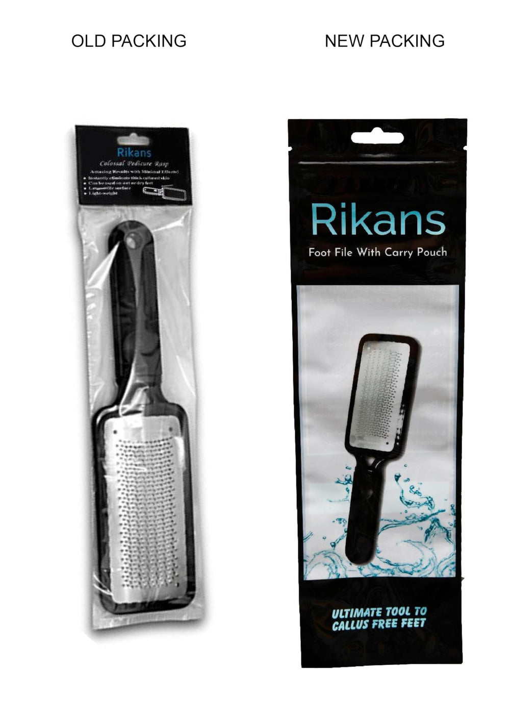 Rikans Colosal Lima para Pies, detalle de acero inoxidable, duradera y eficaz.