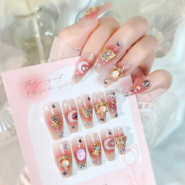 RikView uñas cubiertas rosa 3D brillo para acabado pulido