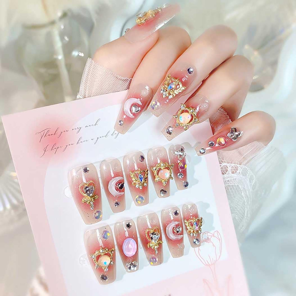 RikView uñas cubiertas rosa 3D brillo para acabado pulido