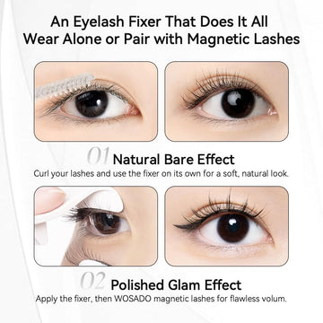Rímel transparente WOSADO para un aspecto natural con pestañas magnéticas.