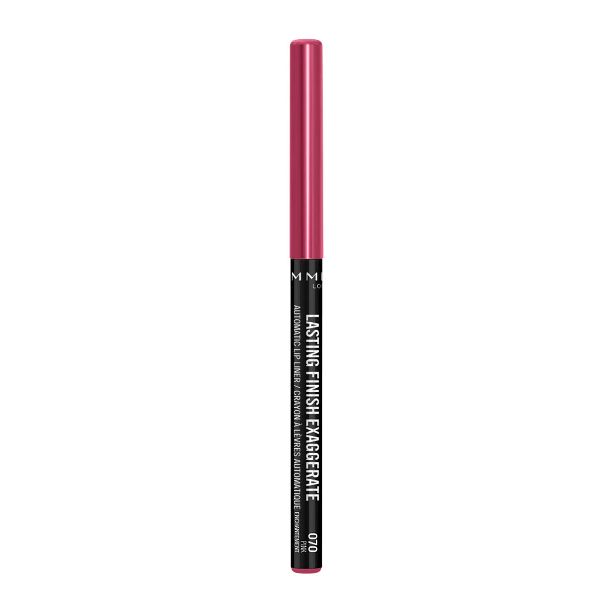 Perfilador labial Rimmel Exaggerate para delineado preciso y color duradero, fácil aplicación.