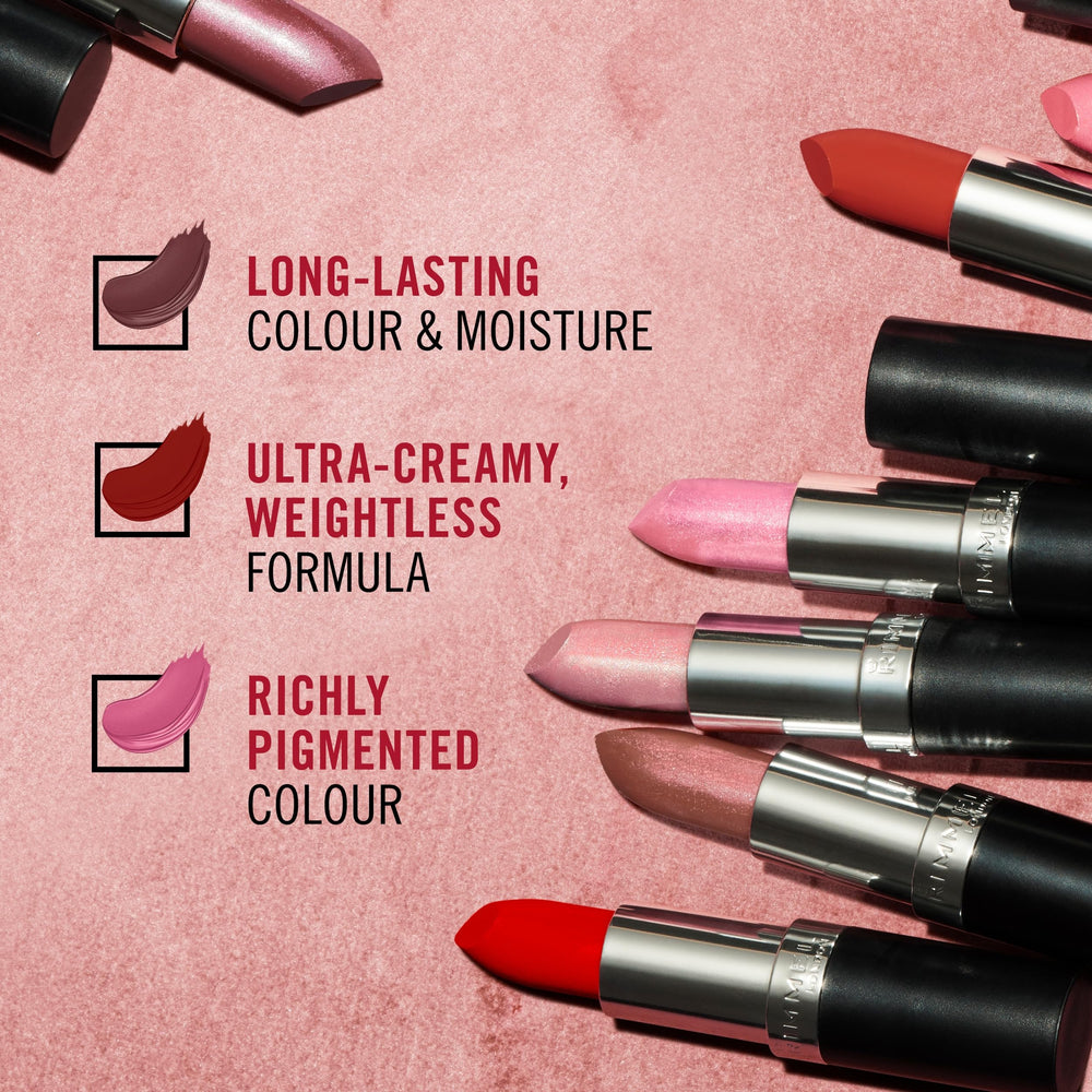 Rimmel Rosetto labial, fórmula ligera para color y luminosidad duraderas.