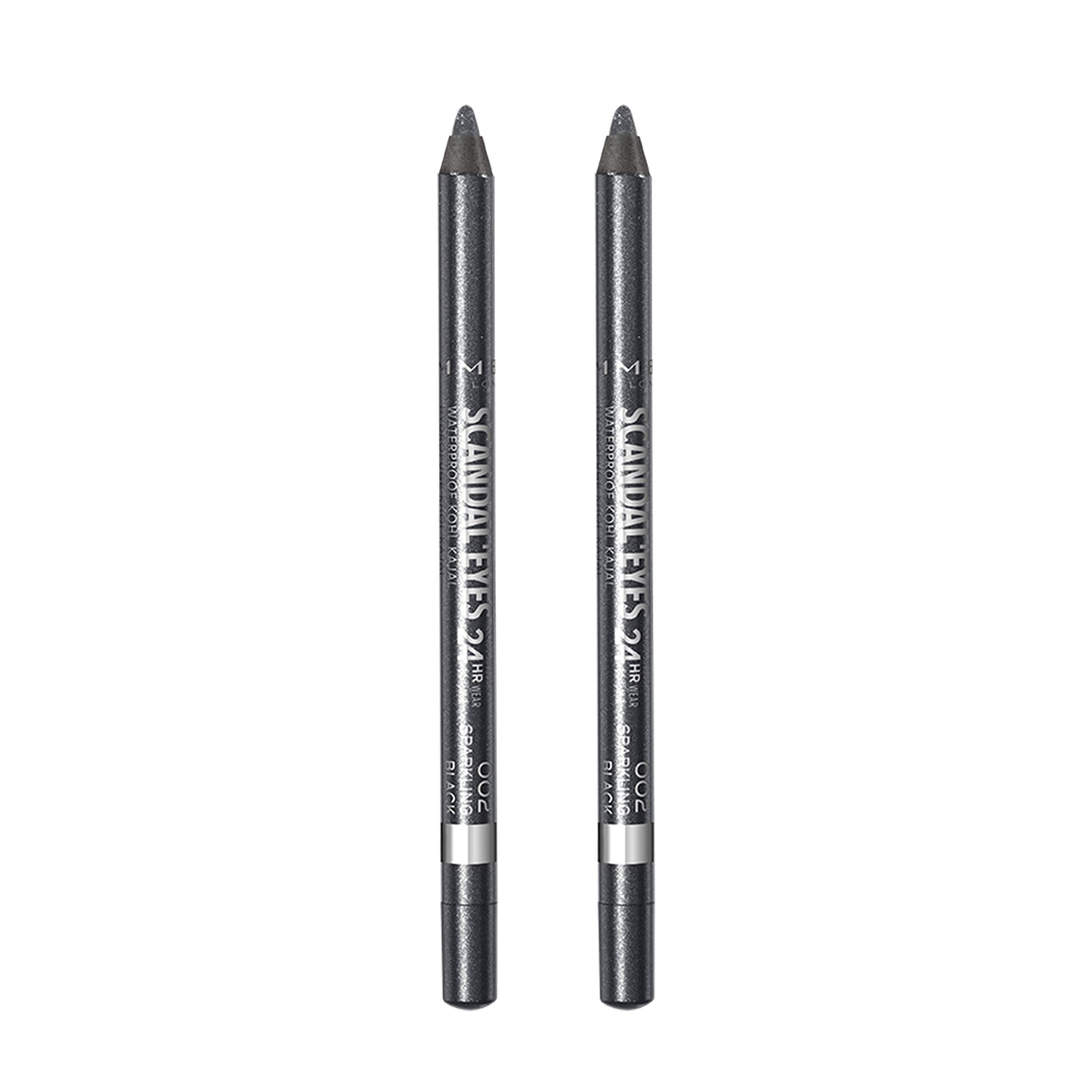 Rimmel Scandaleyes Kajal, delineador negro, paquete de 2, para color intenso y duradero.