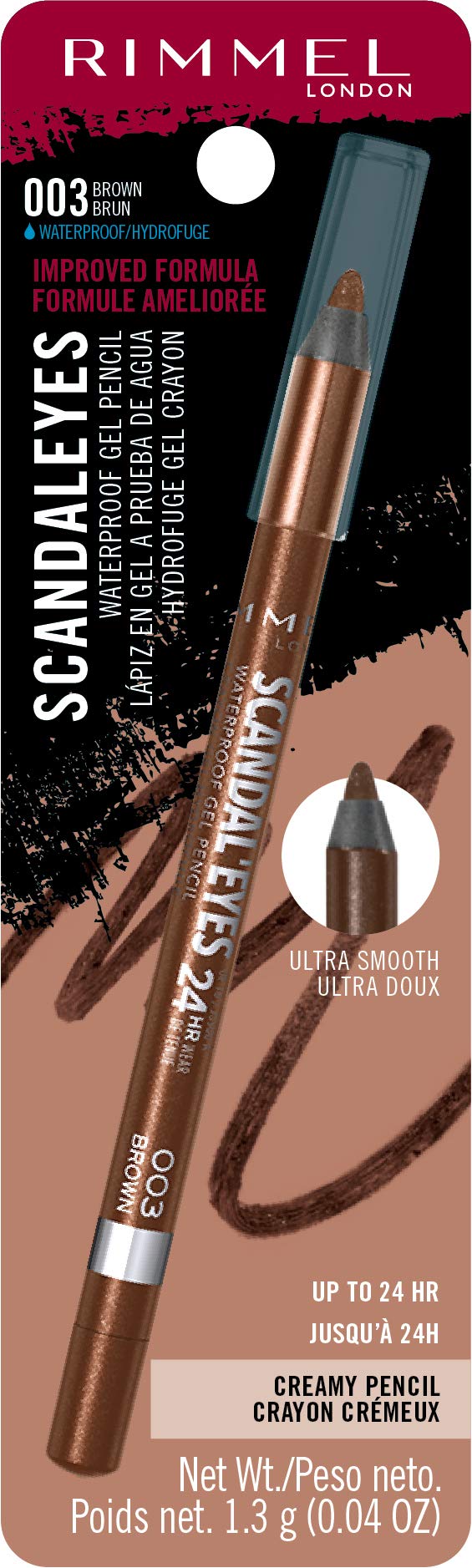 Rimmel Scandaleyes lapiz gel, sin manchas para look de larga duracion.