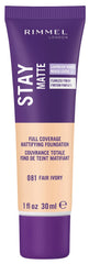 Rimmel Stay Matte Mousse, bote de producto, control de brillo durante todo el día.