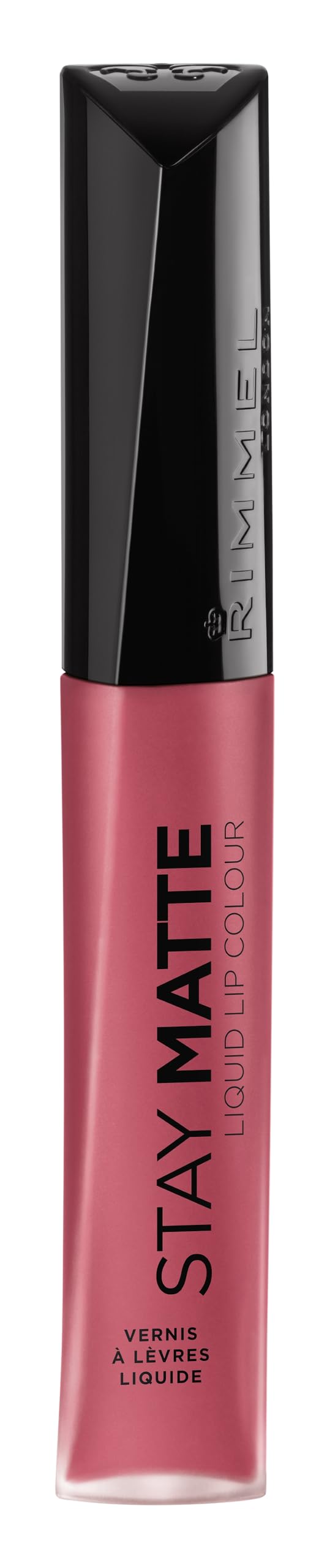 Rimmel labio rosado 210, tono intenso y cobertura duradera para todo el día.