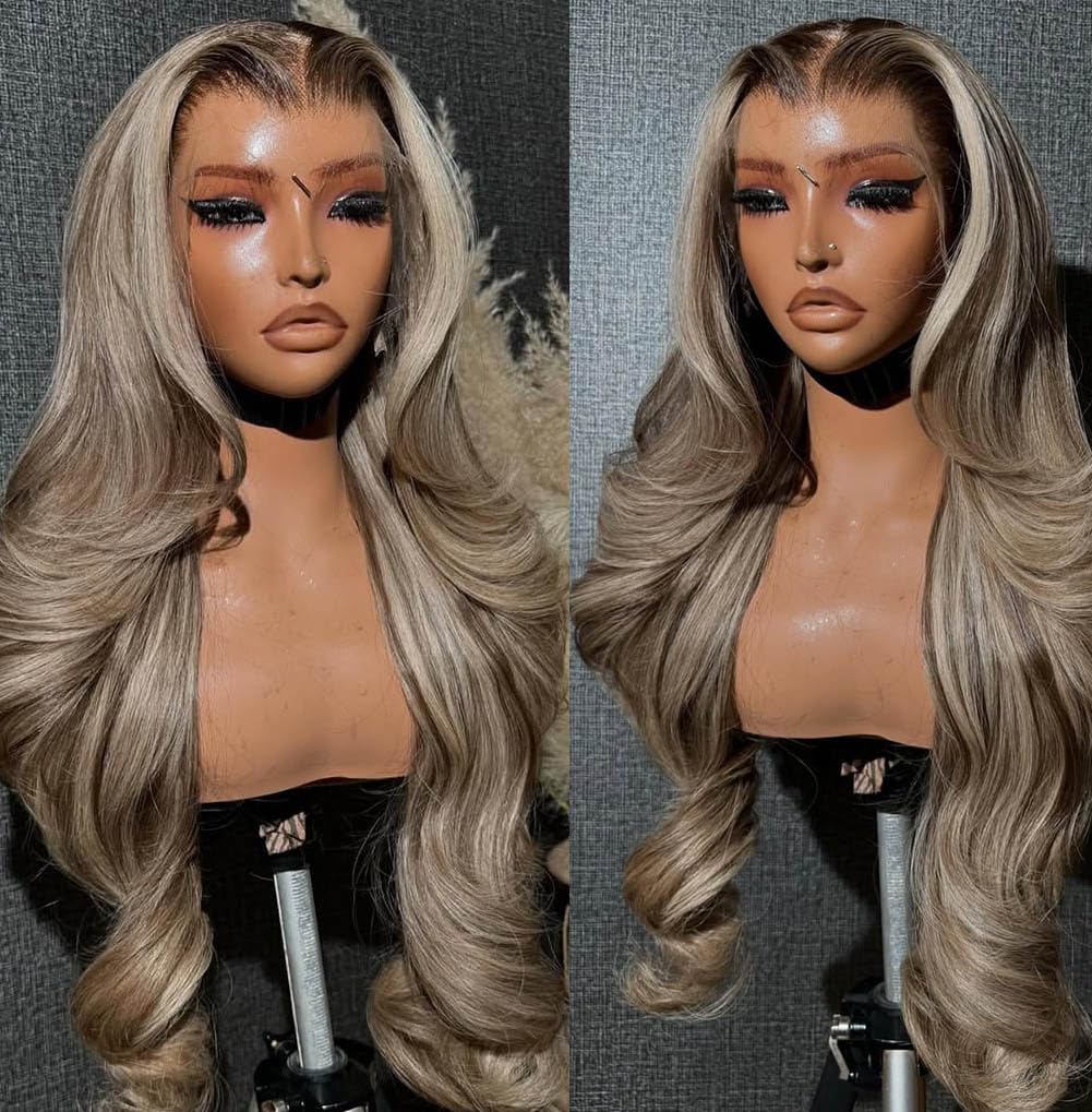 Peluca Rina con mechas marrones en degradé
