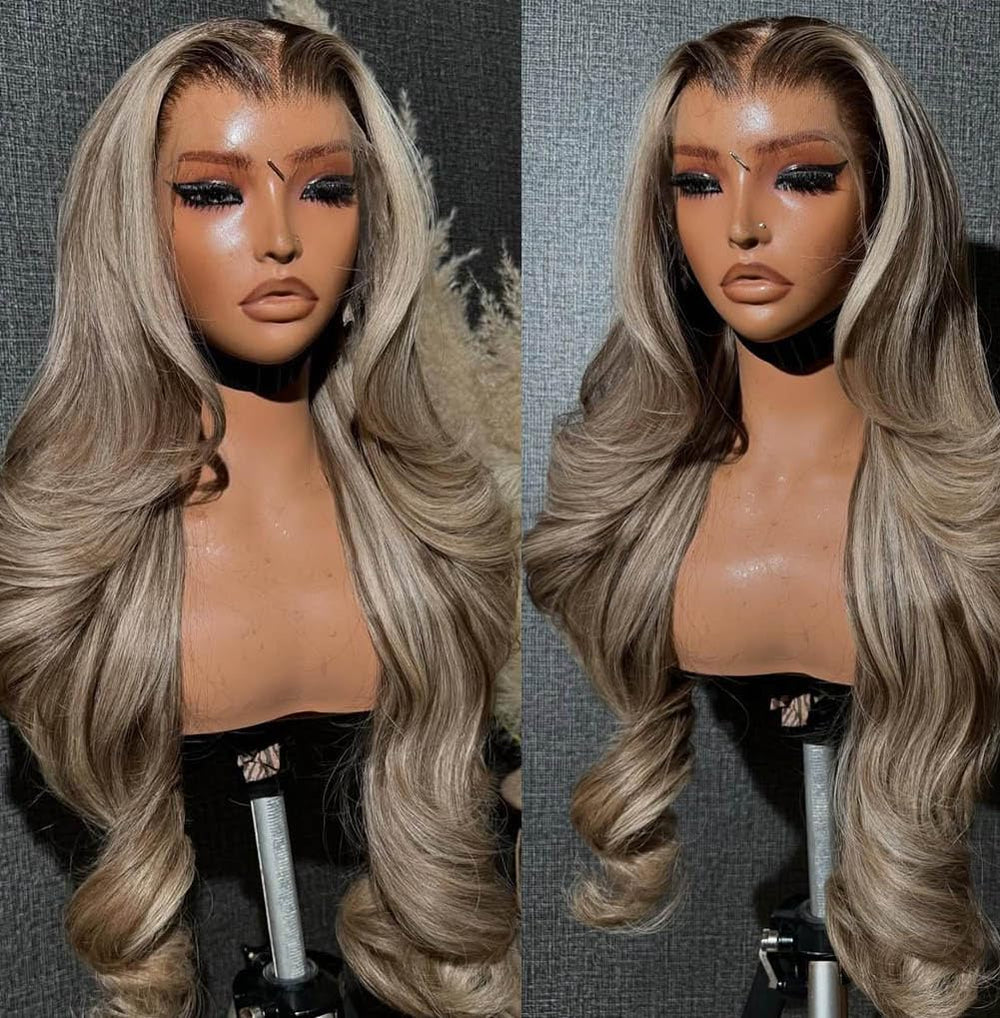 Peluca Rina con mechas marrones en degradé