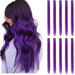 RINBOOOL extensiones moradas de 22 pulgadas con clip para un volumen llamativo