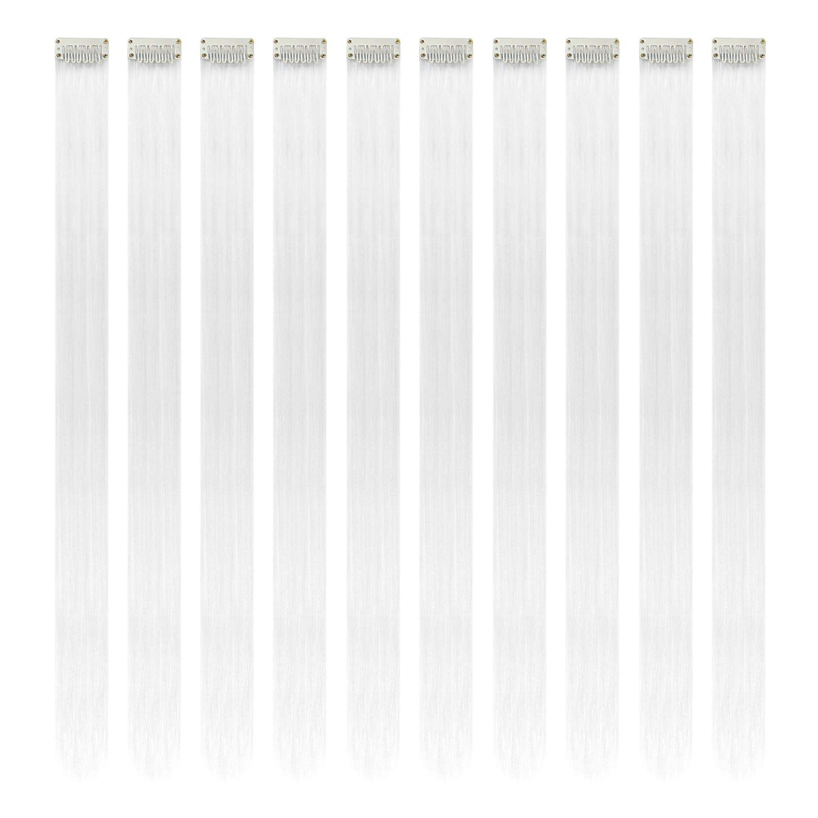 Extensiones RINBOOOL blanco clip‑in, brillo suave para looks glamorosos