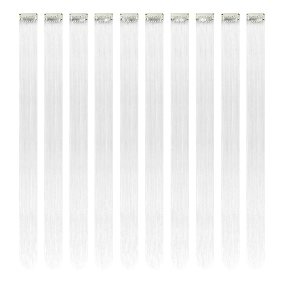 Extensiones RINBOOOL blanco clip‑in, brillo suave para looks glamorosos