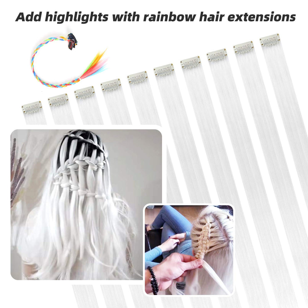 Pelo sintético RINBOOOL, 10 piezas clip‑in, color liso y largo