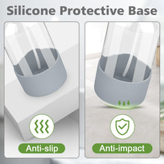 Rionisor botella de vidrio dieciseis onzas reutilizable para soluciones de limpieza y riego de plantas.