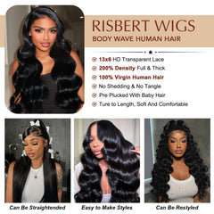 RISBERT lace detail at the hairline blends seamlessly with skin.